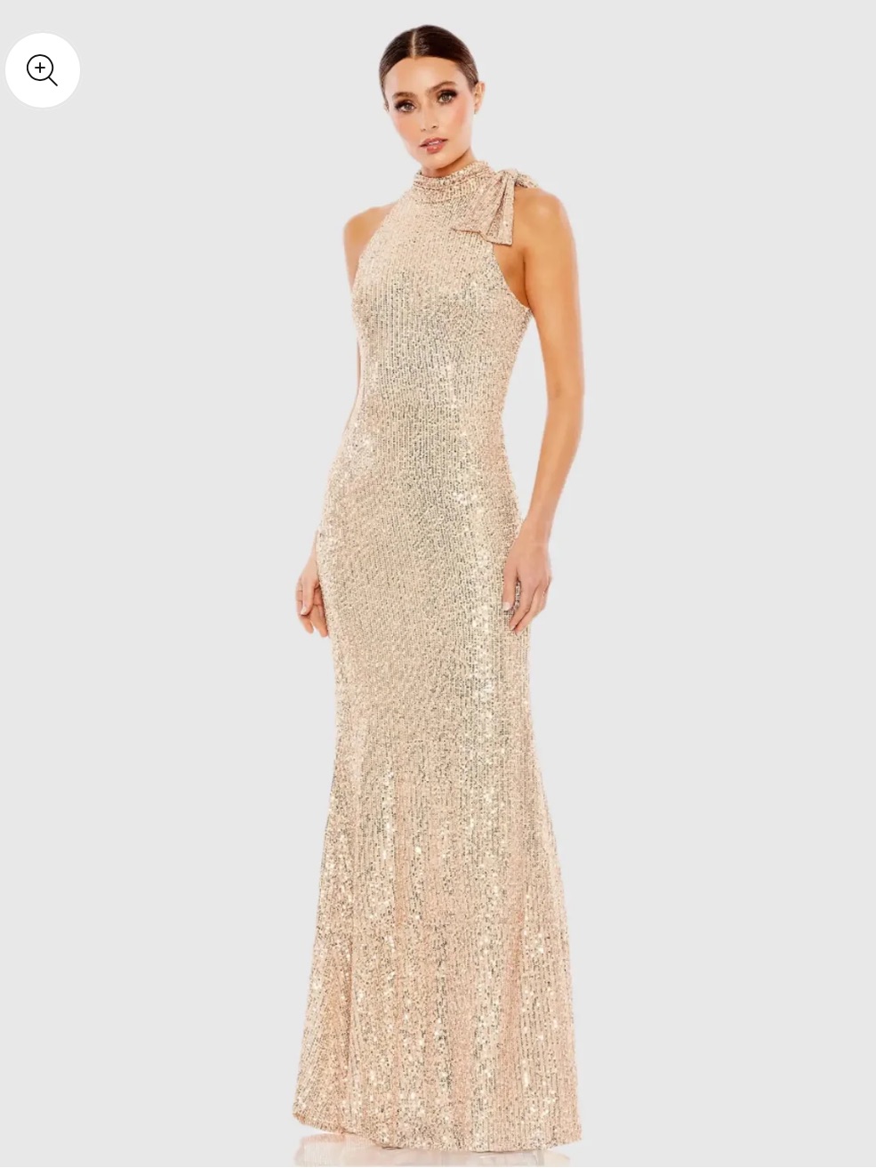 Mac Duggal 11280 Rose Gold Sequin Halter Gown Formal Dress